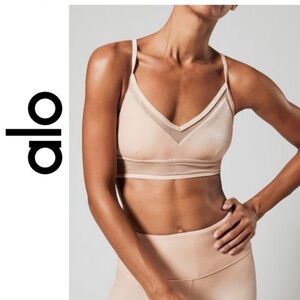 Alo 💗 Yoga Luxe Bra Velour Mesh Sports Bra
